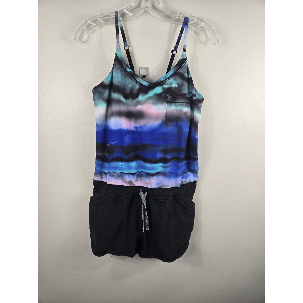 Ivivva by Lululemon Girls Size 14 Athletic Romper Tie Dye Blue Charcoal IG8295S